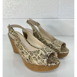 Sacha London Krystal Snake Print Wedge Platform Heels / Women's Size 6